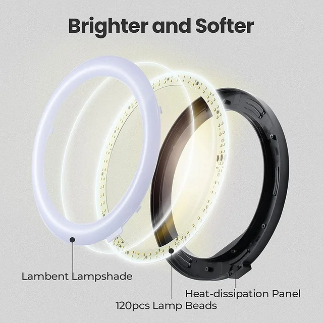 10" LED Selfie Ring Light Circle Fill Light Dimmable Round Lamp Tripod Trepied Makeup Photography RingLight Phone Stand Holder 3