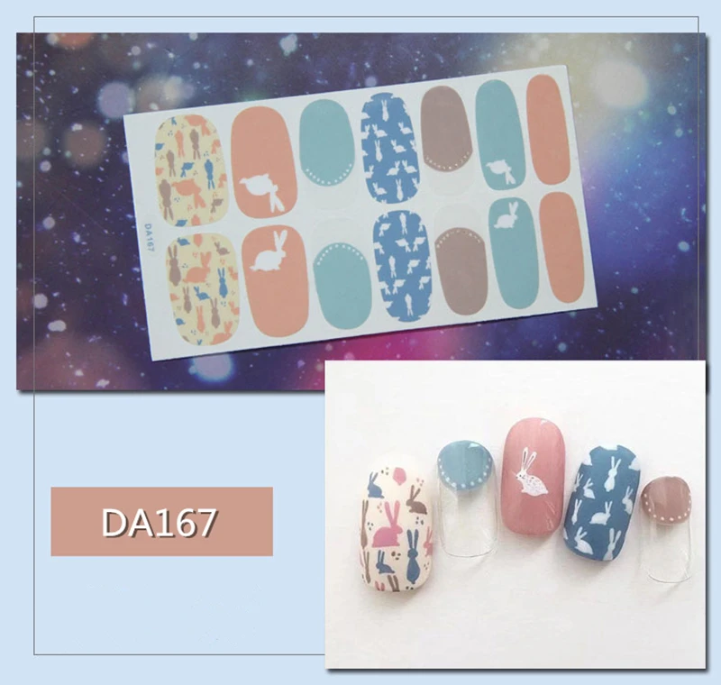 DA167 14 шт./компл. красочные ногтей Стикеры s DIY Nail Art Наклейки плотная Стикеры s самостоятельно аппарат для крепления на гвоздях и Стикеры Обертывания украшения для Красота - Цвет: DA167