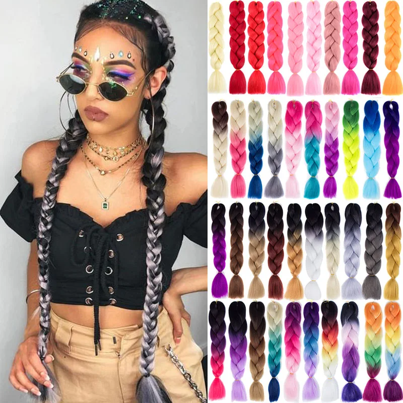 Омбре Джамбо косы синтетические волосы плетение удлинитель волос 24 дюйма 100 г/шт.