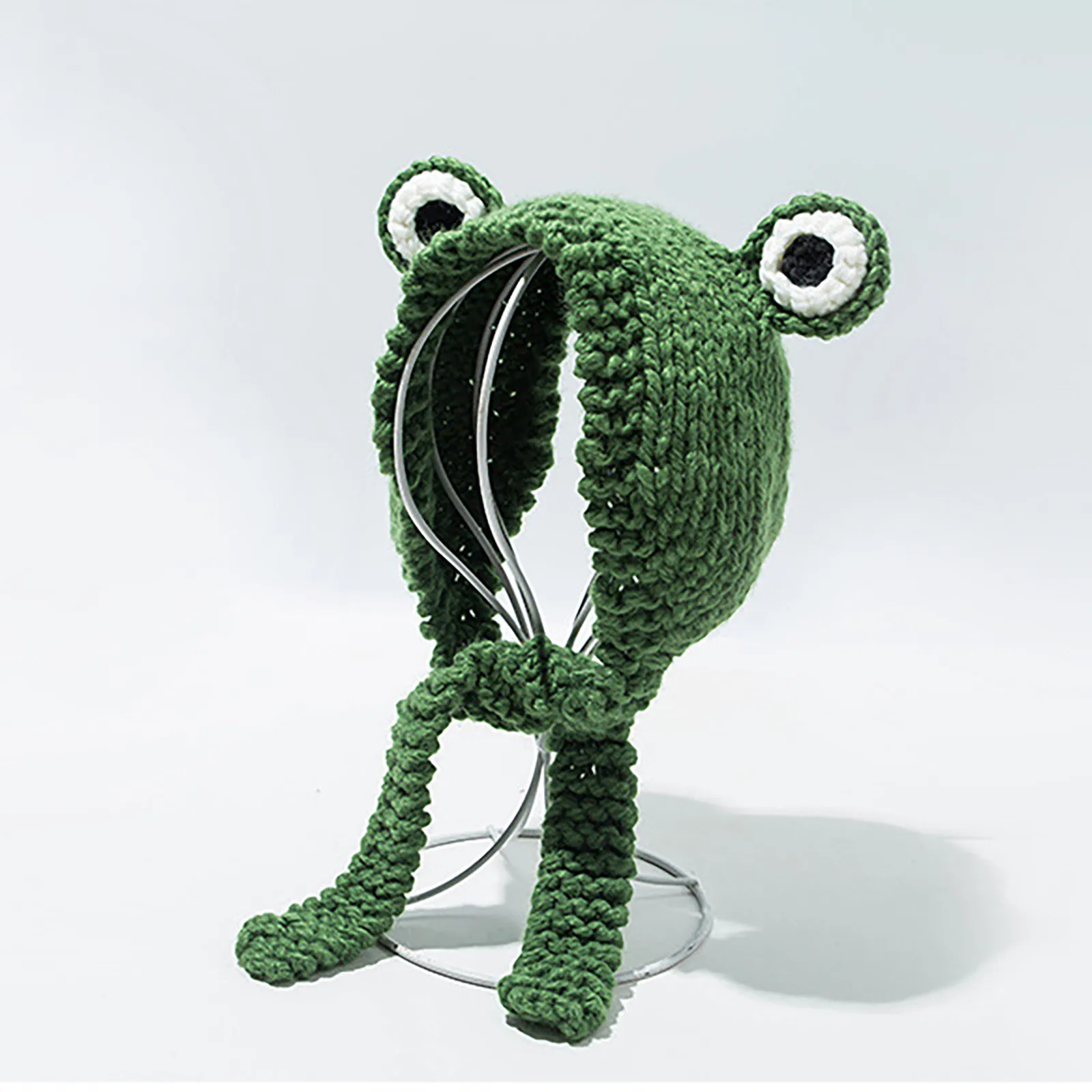 

Kids Boys Girls Crochet Knitted Winter Headband Hat Cute Cartoon Frog Type Big Eyes Children Earflap Cap Beanie Photo Props Hat