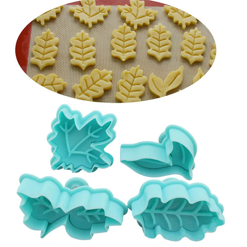 4 шт./компл. форма листа пищевой пластик для печенья тиснение выпечка помадки 3D