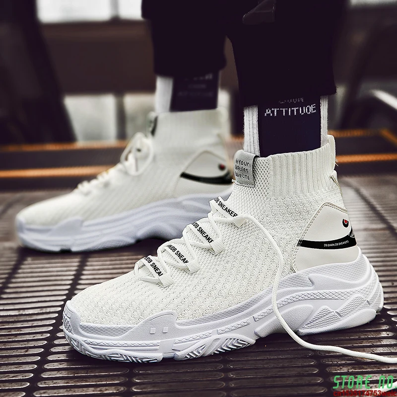 

High Top Shark Sneakers Men Running Shoes Couple Breathable Sports Sneakers Male Trainer Custom Logo Packing For Drop Shipping