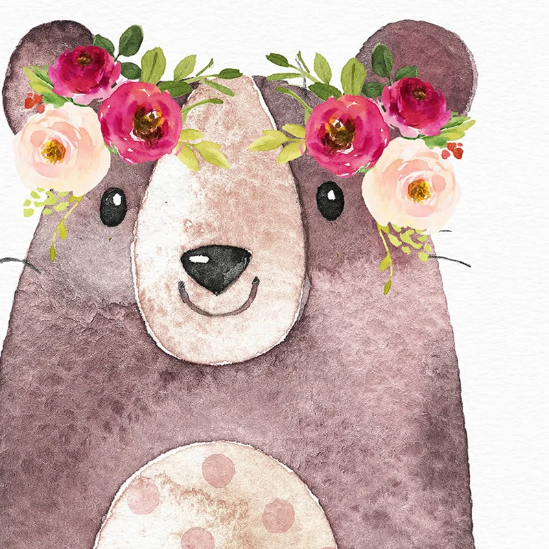 Картина на холсте с изображением лесных животных декор для детской комнаты милый