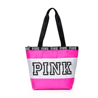 fashion pink handbag large capacity women girls pink shoulder bag shopping handbag tote bag travel bag