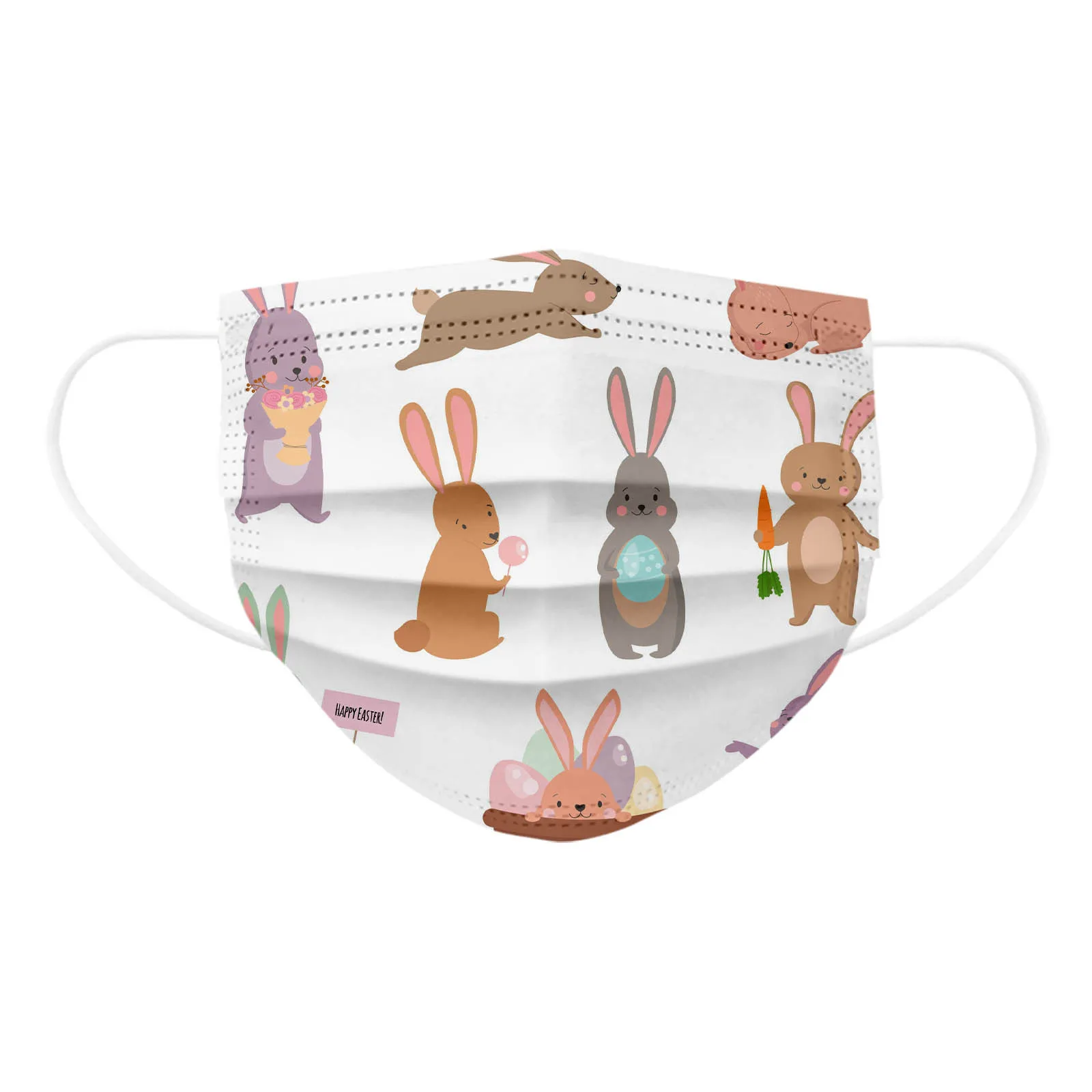 

100pcs/lot Easter Printed Disposable Mask Adult Unisex Fashion Mask Cartoon Saint Patrick Fabric Face Mask Mascarilla Nios Mask