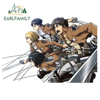 earlfamily 13cm anime auto car stickers for attack on titan character vinyl creative for jdm gtr wall laptop decal wrap