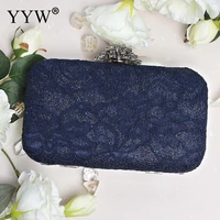2021 new womens navy blub lace glitter square evening bags purses clutch bag for ladies wedding bridal party formal gifts bag