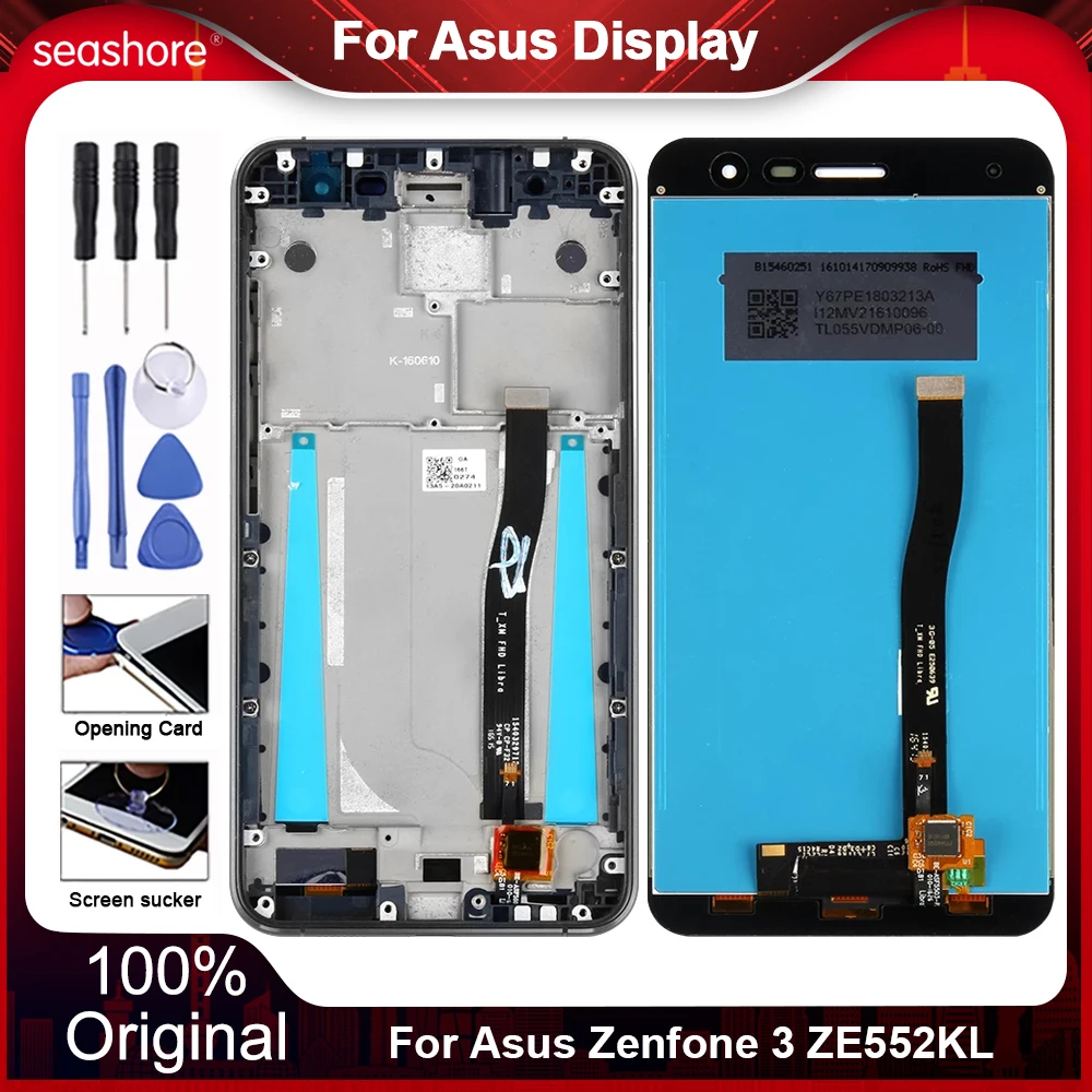 Asus-Digitalizador de pantalla t&aacute;ctil de pantalla LCD para Zenfone 3 ZE552KL, piezas de repuesto, Z012DB, Z012D-0