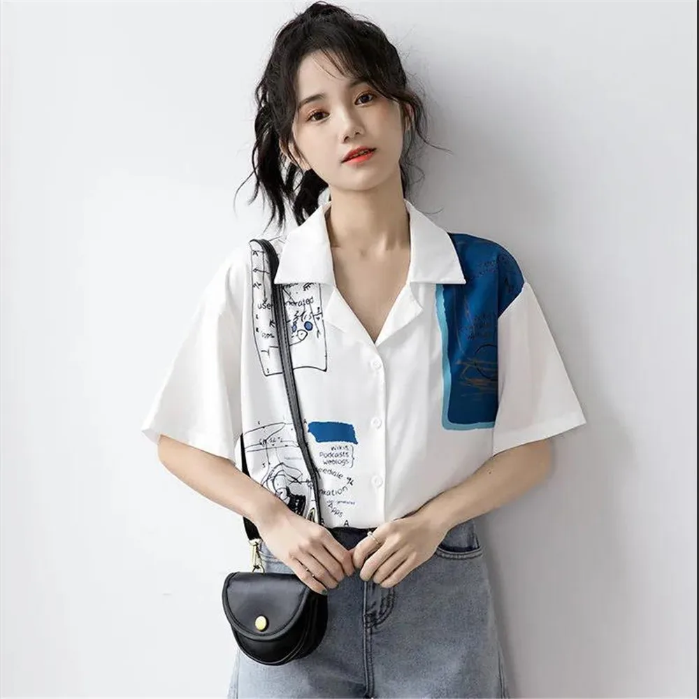 

2021 модная блузка рубашка для девочки забавная рубашка в стиле хип-хоп оверсайз женские летние топы в стиле Харадзюку Панк футболка в стиле х...