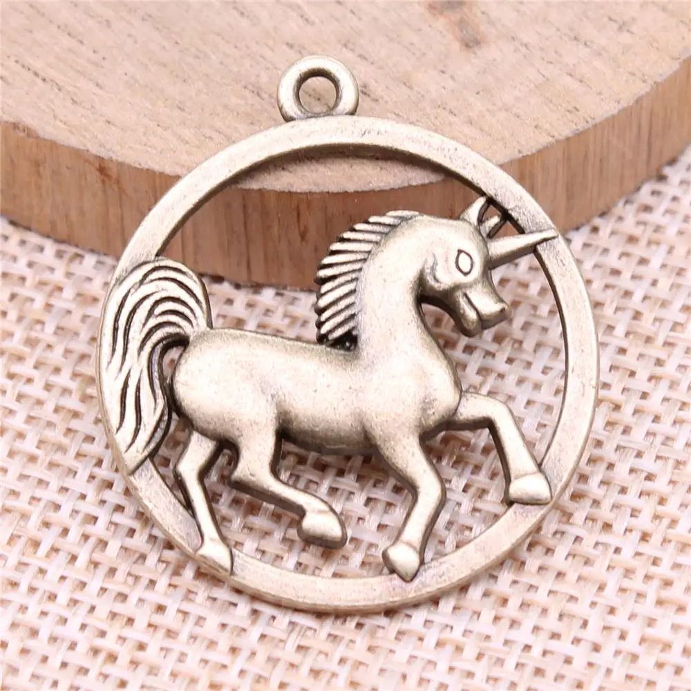

Unicorn Charms For Jewelry Making Findings Handmade DIY Craft 2pcs Antique Bronze Color 34x30mm
