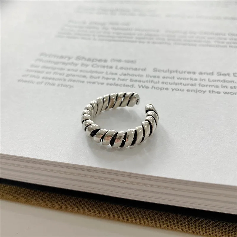 

RUIYI Real 925 Sterling Silver Twisted Rings Minimalist Irregular Adjustable Open Ring For Women Silver Luxury Fine Jewelry Ring