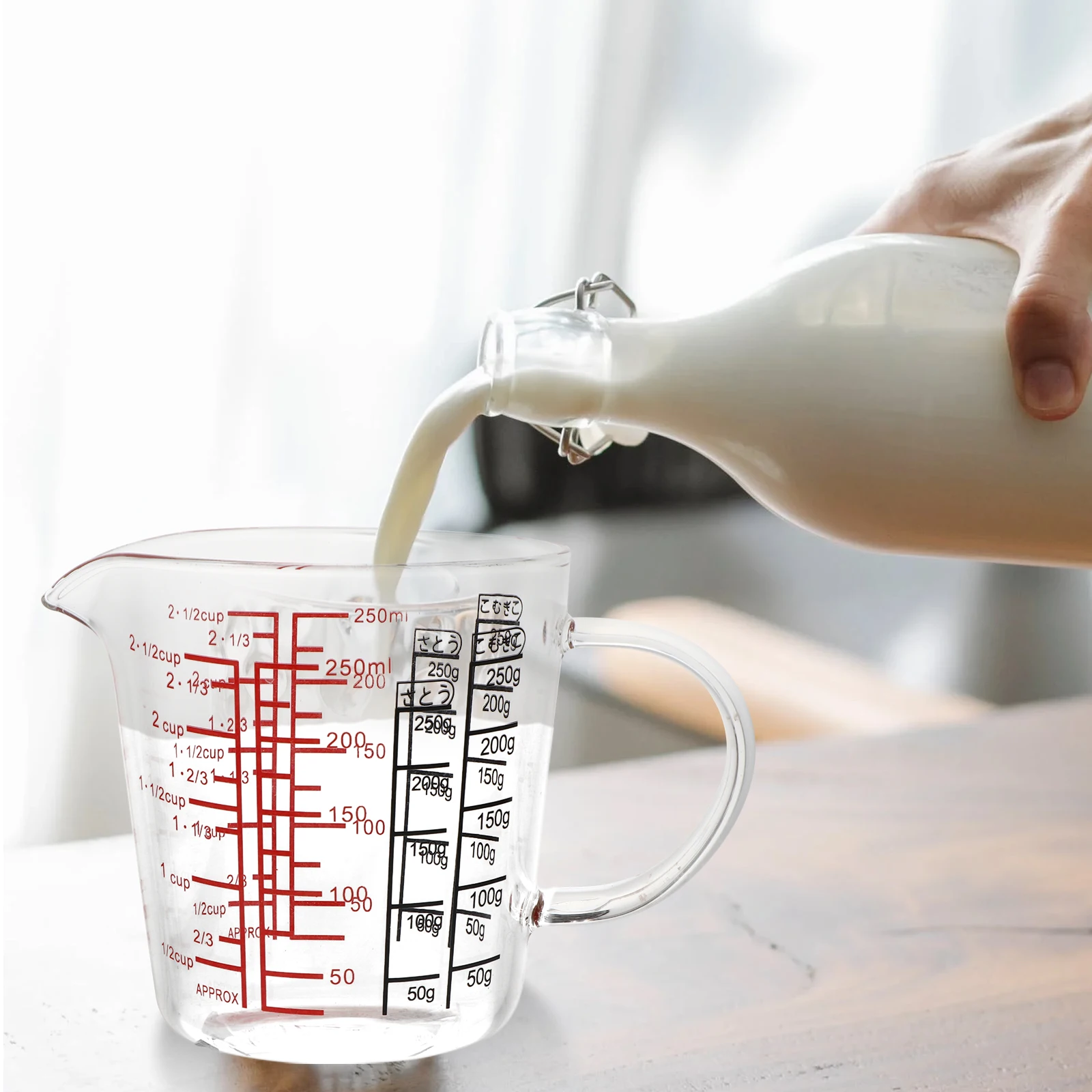 

1pc 250ML Coffee Measuring Cup Glass Mug Milk Serving Cup Coffee Measuring Mug Glass Cup