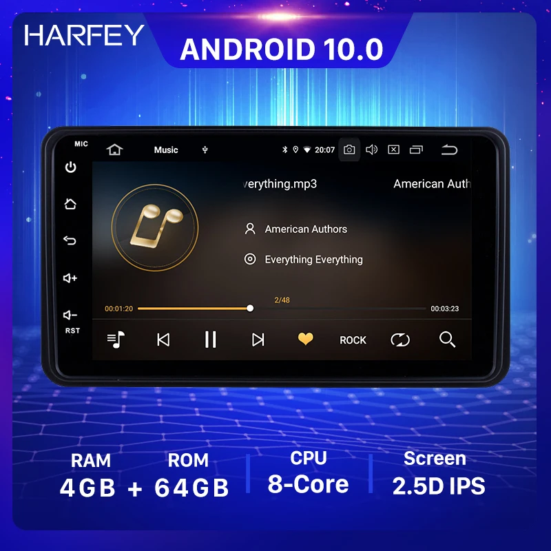 Автомобильный мультимедийный плеер Harfey 7 дюймов 4 + 64 ГБ Android 10 0 GPS для Suzuki Jimny 2006 2007