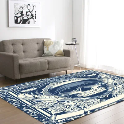 

Living Room Household Soft Plush Skull Carpet Bedroom Kitchen Personalized Skeleton Carpet Doormat Absorbent Household Non-Slip