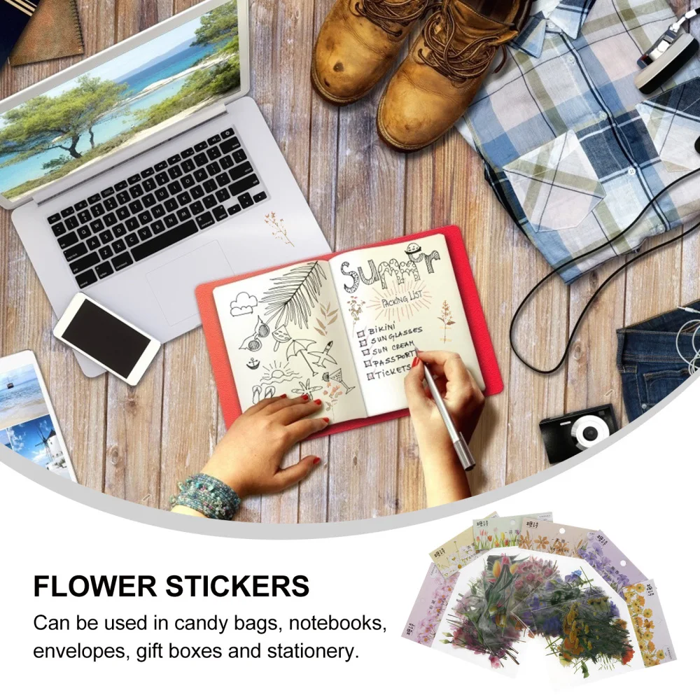 

240pcs DIY Scrapbook Sticker Flower Gift Wrapping Sticker Journal Planner Decor