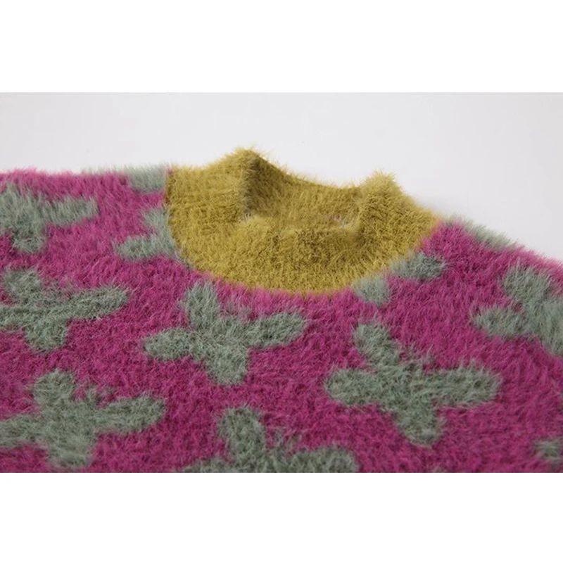 Укороченный пуловер с круглым вырезом или вязаные топы Женская плюшевая уличная