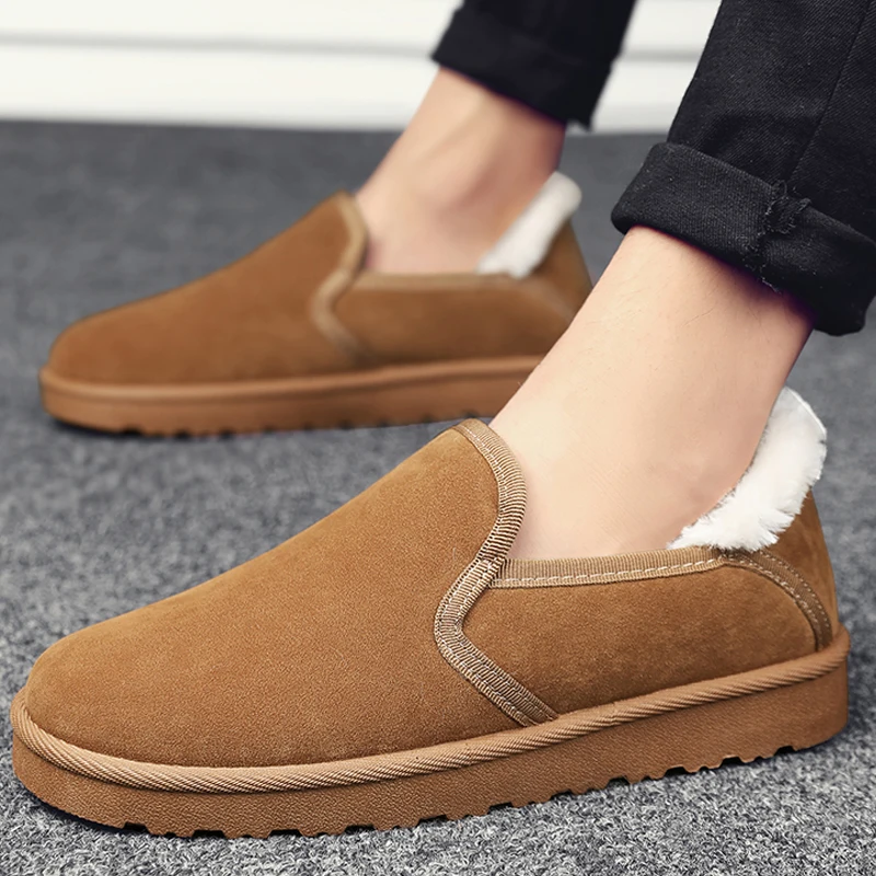 

New Loafers Fashion Men's Casual Shoes Comfortable Suede Soft Mens Sneakers Outsize Walking Slip on Light Warm Mens Shoes Winter