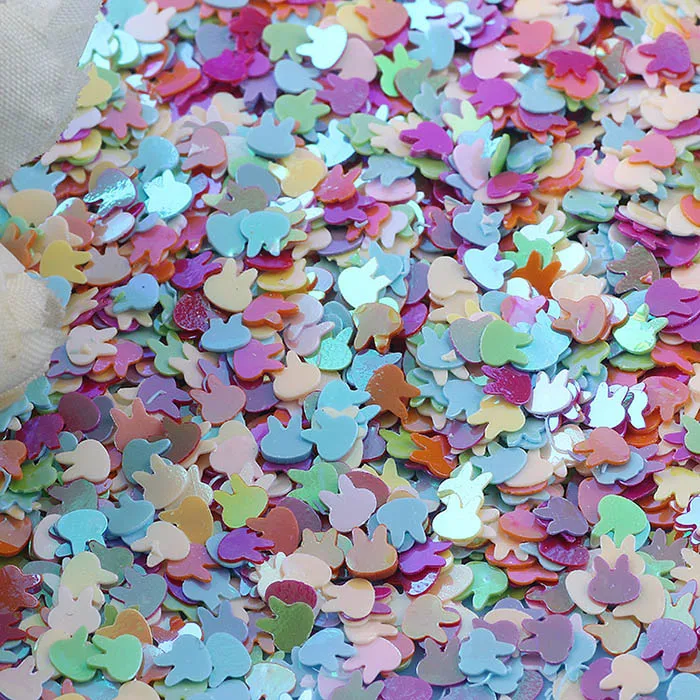 mixed color 10 г/лот 4 мм милый кролик голова Блестки для поделок DIY Дизайн ногтей конфетти декорация свободные блестки пайетки Lentejuelas аксессуары - Цвет: mixed color
