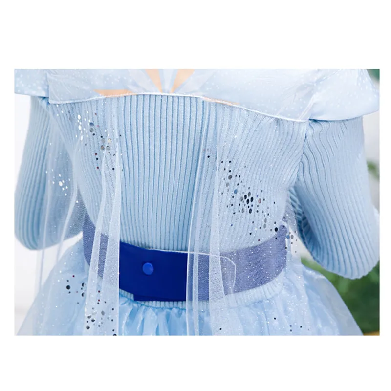 Платье-свитер для девочек с принтом Эльзы Тюлевое платье вырезами на спине и