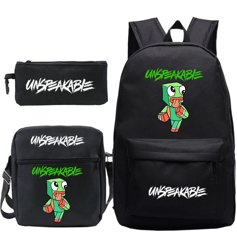 

3 PCS Set UNSPEAKABLE Backpack Children's Backpack Canvas Rucksack Casual Knapsacks High Quality School Bags Boys Girls Bagpack