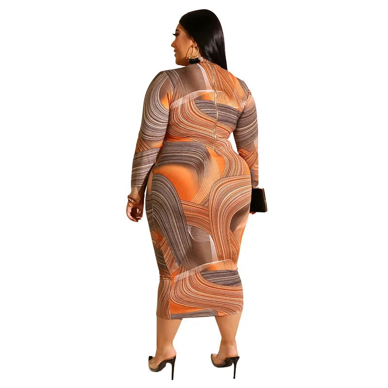 2020 Women Spring V-Ncek Zipper Drees Female Plus Size Printing Long skrits Ladies Autumn Fashion Leisure Loose Dreeses LT52 | Женская