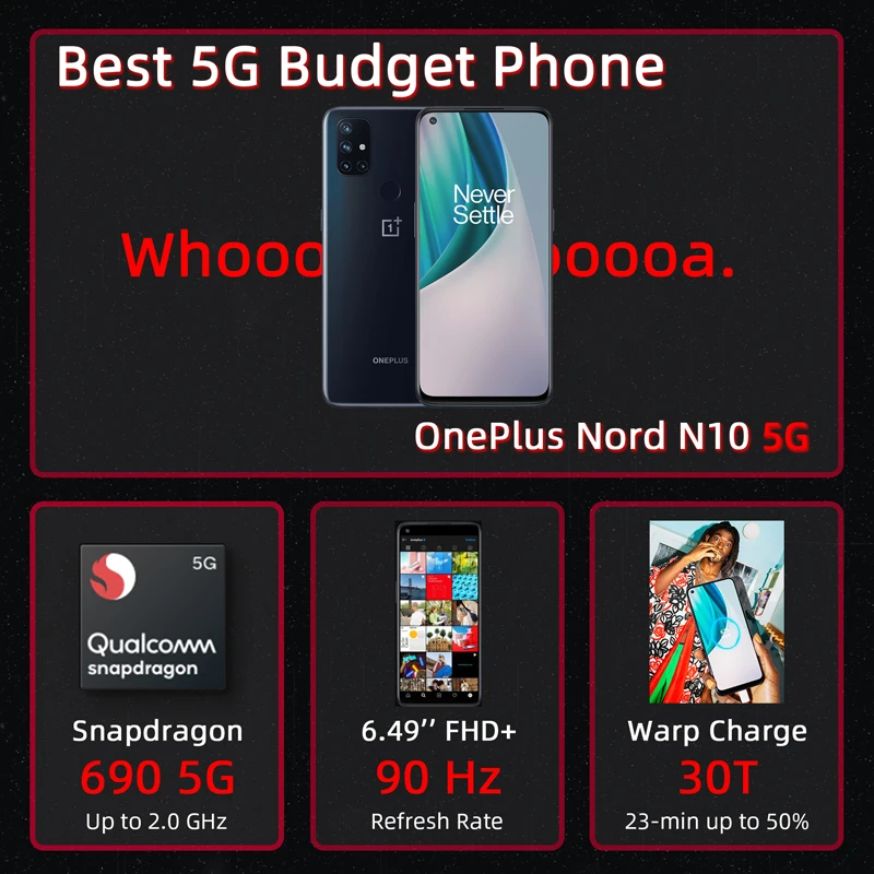 Смартфон глобальная версия OnePlus Nord N10 Официальный магазин 6 ГБ 128 Snapdragon 690 49 дюйма 90
