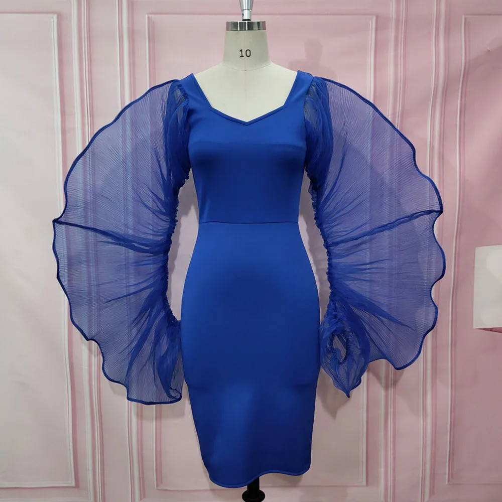 2020 летнее синее облегающее платье-карандаш в африканском стиле женские