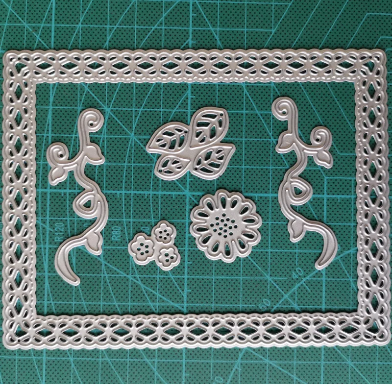 Прямоугольные края металлические Вырубные штампы цветок ветка Скрапбукинг для