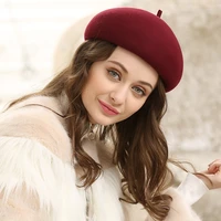 2021 lady autumn and winter elegant party woolen pillbox hats women banqute 100 wool beret caps felt fedora