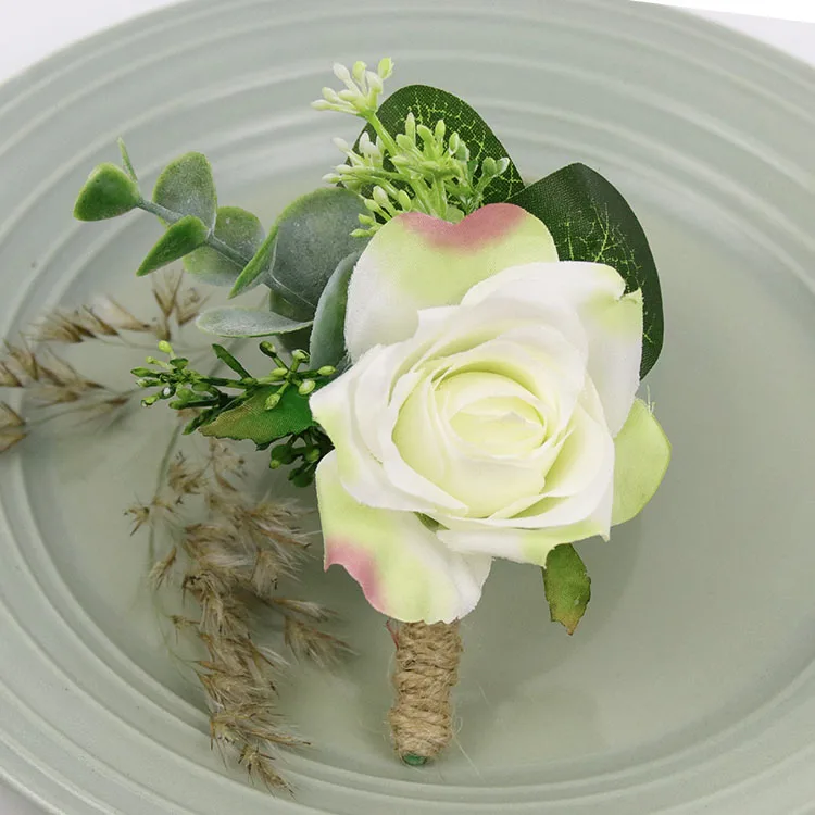 G Boutonniere YO CHO Свадебный планировщик розы Искусственный шелк цветок на запястье корсаж браслет жених бутоньерка белый свадебный для мужчин свадебные цветы - Цвет: G Boutonniere