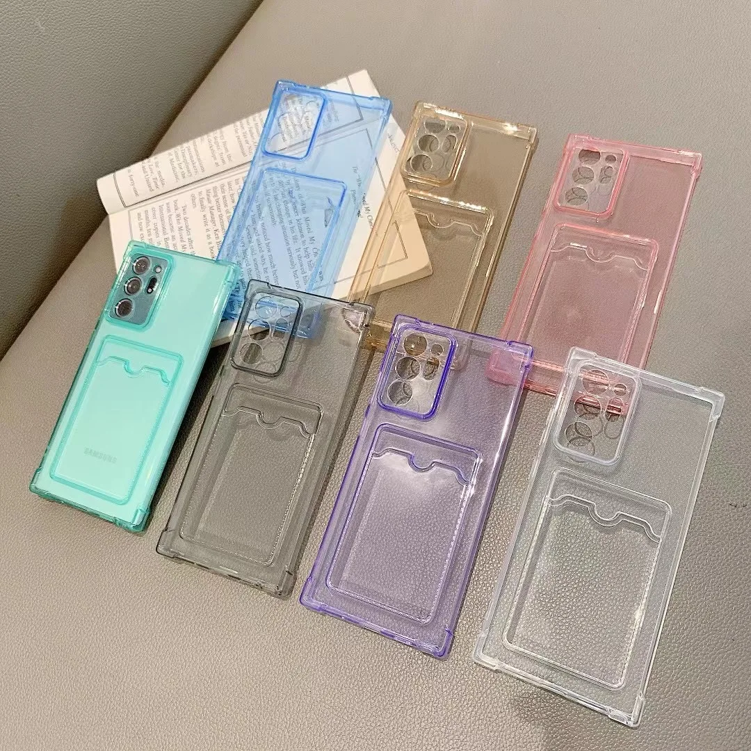 

10pcs/lot S21+ S20FE Card Holder Impact Phone Case For Samsung Note20Ultra S10 S20 A52 A72 Cover Skinny Shell Body Protection