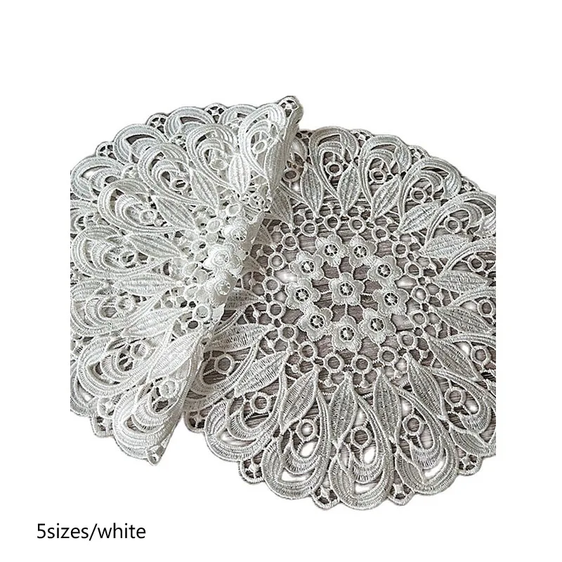 

HOT round lace Water soluble embroidery place table mat cloth pad cup mug Napkin tea doily dish coaster Christmas wedding decor