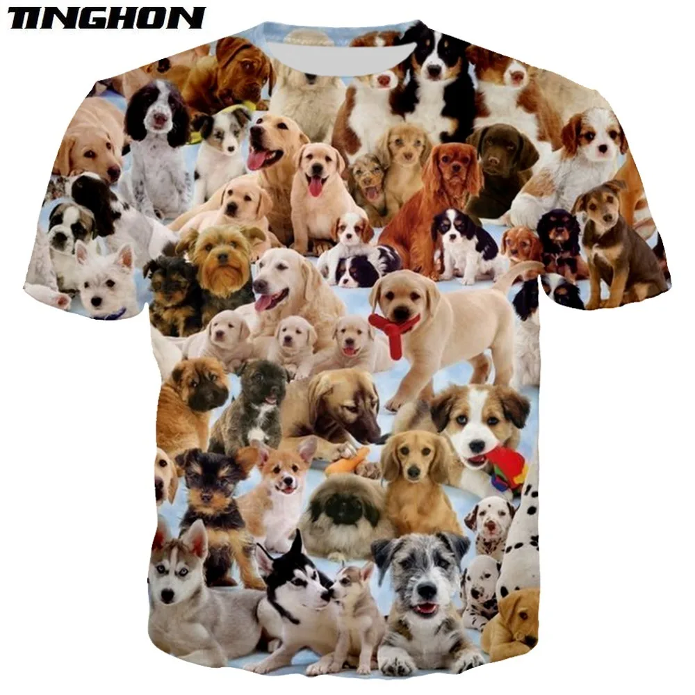Люди любят собаки 3D Футболка с принтом забавная Мужская футболка коротким