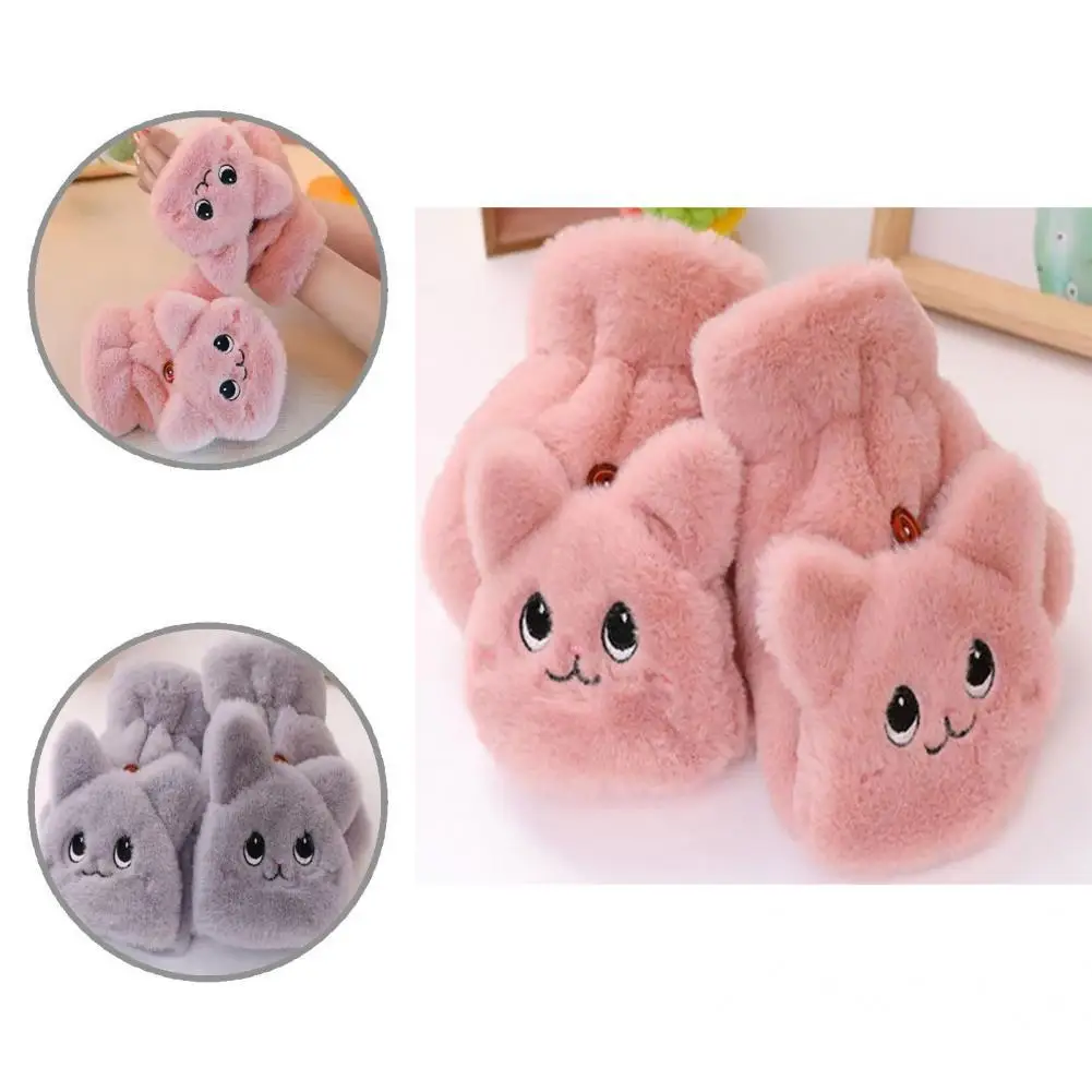 

1 Pair Winter Gloves Cold-resistant Cute Thick Animal Shape Women Gloves Mittens for Student
