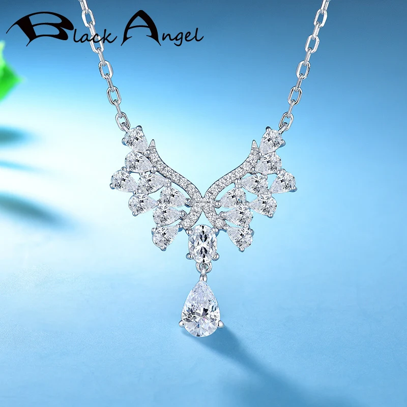 Черный Ангел 925 стерлингового серебра блестящий белый Комплект люксовых туфель