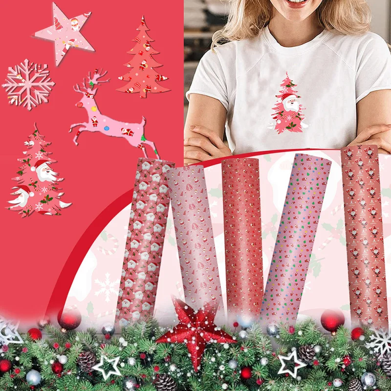 Рождественская теплопередающая пленка с рисунком для рукоделия футболок одежды