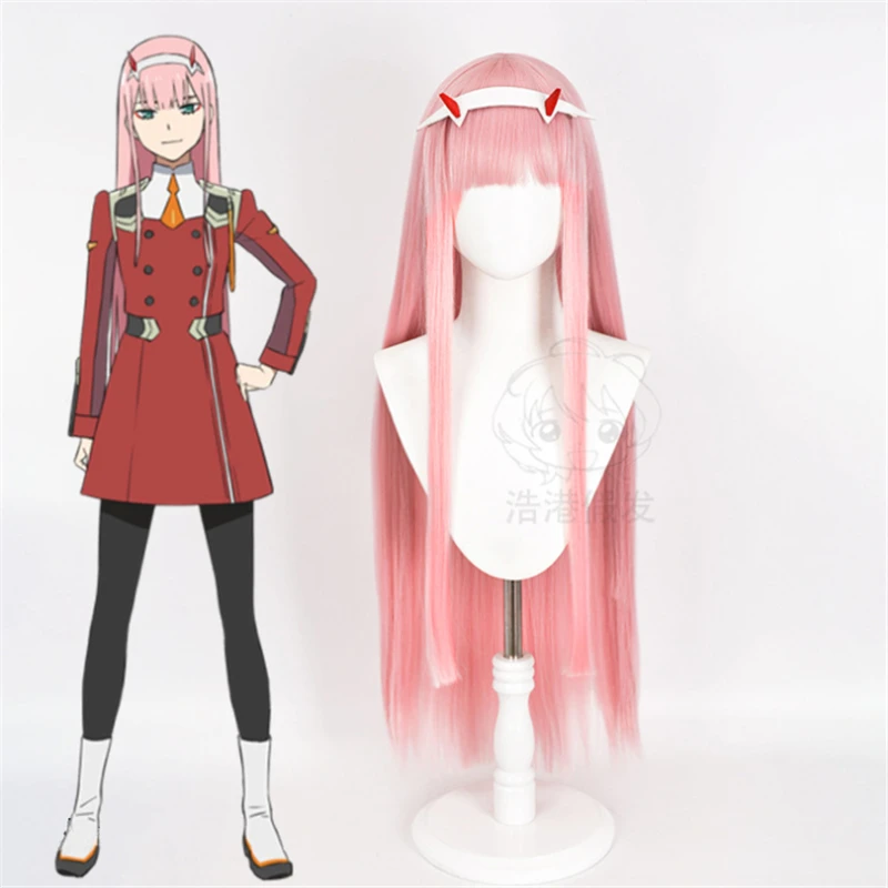 

Anime DARLING in the FRANXX 02 ZERO TWO Long Wig Cosplay Wig Role Play Pink Color Cos Wig