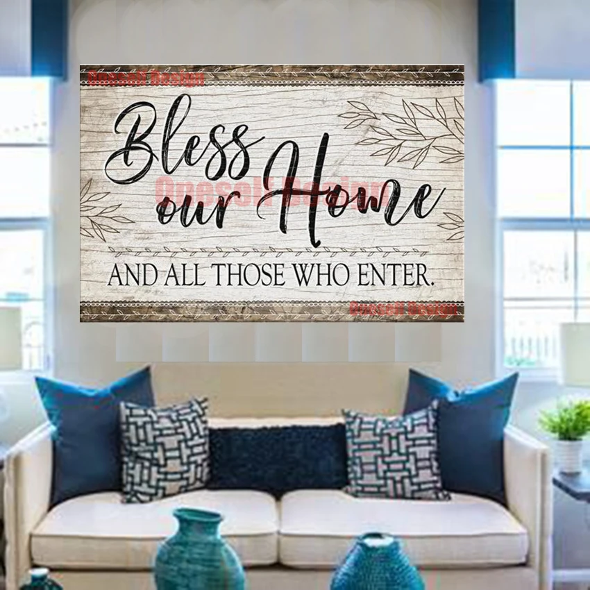

bless our home 3d diamond painting full square diy diamond embroidery full set home decortion for home livingroom wall sticker
