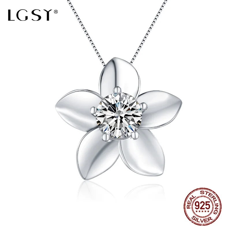 

LGSY Подвеска из стерлингового серебра 925 пробы с цветами, романтическое чистое серебро, модное ювелирное изделие, ожерелье, изящное ювелирно...