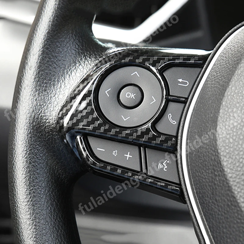 2pcs For Toyota Camry 2018-2021 Matte ABS Carbon Fiber Interior Steering Wheel button Cover Trim Car accessories | Автомобили и