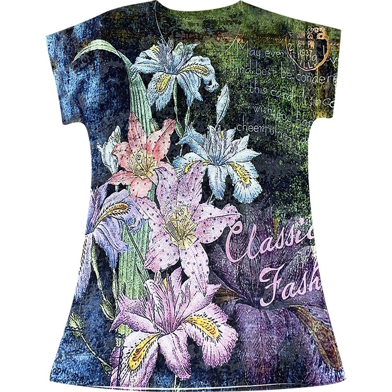 

Floral print t shirt women Plus size 4XL 2020 summer short sleeve graphic tees modis slim tshirt o-neck tops tee shirt femme