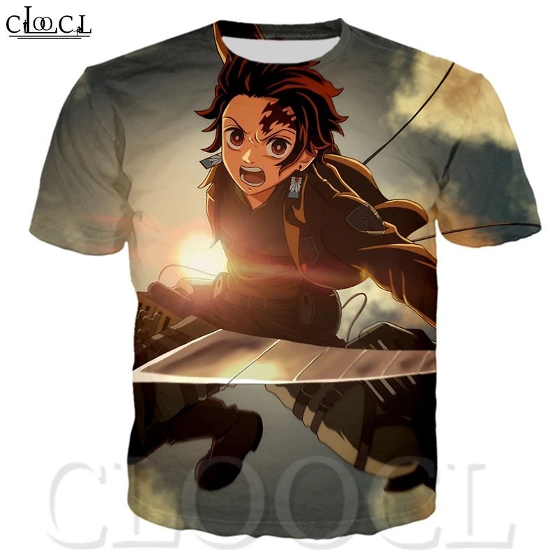 Футболка CLOOCL Kimetsu No Yaiba Kamado Tanjirou Повседневная футболка с круглым вырезом и