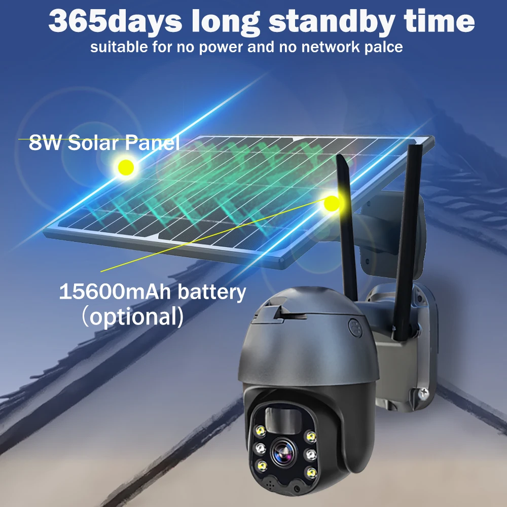 Солнечная IP-камера Наружная 4G Sim-карта Камера видеонаблюдения WiFi 360 CCTV