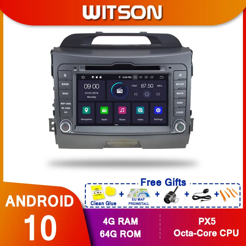 WITSON Android 10 0 Восьмиядерный автомобильный Dvd плеер GPS для KIA SPORTAGE 2010 2012 IPS экран 4 Гб