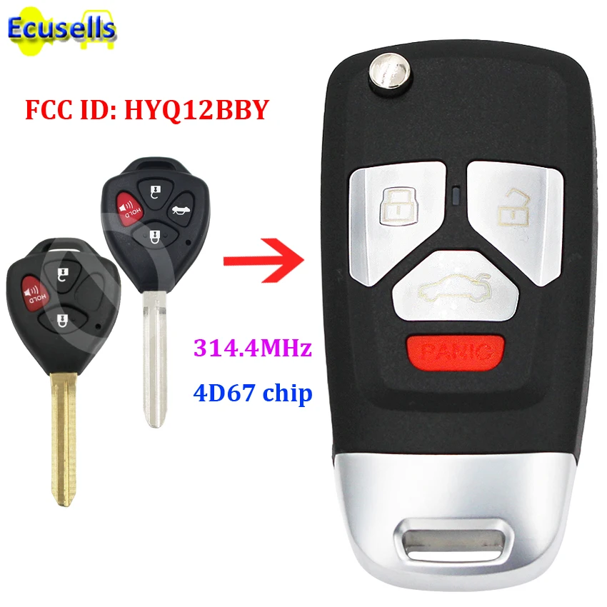Обновленный дистанционный брелок 314 4 МГц с чипом 4D67 для Toyota Rav4 Camry Yaris 2007-2010 Scion XB