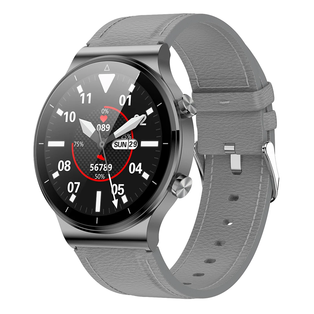 

Fitness Activity Tracker Smart Watch (46mm Gray with Leather Band) Heart Rate ECG+PPG SpO2 Monitor Sleep Tracking Smartwatch