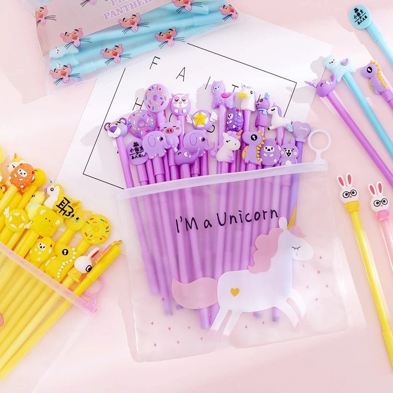 

20pcs Pencil Case Cartoon Unicorn Gel Pen Writting Pens Canetas Material Escolar Kawaii Staitonery Paperlaria School Supplies