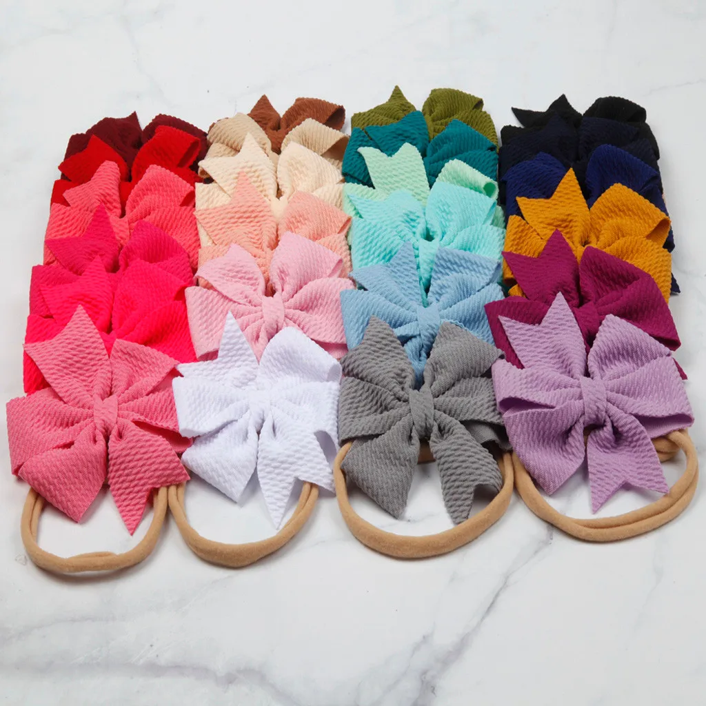 Новорожденный ребенок большие головные повязки с бантиком эластичный ободок