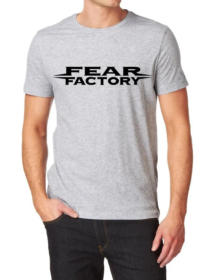 Фабрика страха логотип FRUIT OF THE LOOM T-SHIR S-XXL серый белый | Мужская одежда