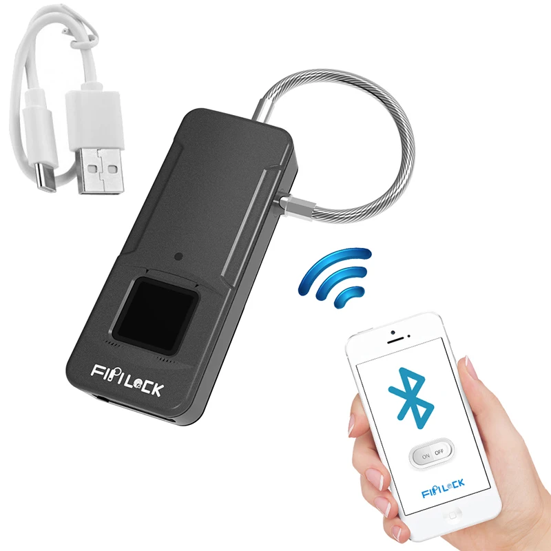 option1 Fipilock Smart bluetooth, отпечаток пальца замок Электрический биометрический замок на дверь USB Перезаряжаемый водонепроницаемый дом дверь Багаж Замок для чемодана - Цвет: option1
